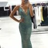 NEW ARRIVALS Honey Couture THESSY Green Mermaid Sequin Formal Gown Dress