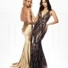 One Honey Boutique Honey Couture YASMIN Black & Beige Sequin Formal Gown NEW ARRIVALS
