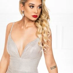 Honey Couture HOLLIE Champagne Gold A Line Glitter Effect Formal Dress NEW ARRIVALS