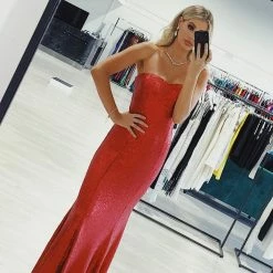 One Honey Boutique Honey Couture LIBBY Red Strapless Sequin Formal Dress NEW ARRIVALS