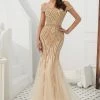 Honey Couture EVERLY Gold Diamante Beaded Tulle Skirt Formal Gown NEW ARRIVALS