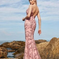 Tina Holly Couture Made To Order Tina Holly Couture Designer TW049 Pink Beaded Sequin Mermaid Formal Gown NEW ARRIVALS