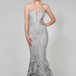 Tina Holly Couture Made To Order Tina Holly Couture TA107 Silver Sequin & Mesh Strapless Mermaid Formal Dress NEW ARRIVALS