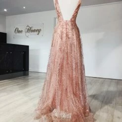 Tina Holly Couture Made To Order Tina Holly Couture Designer TA919 Rose Pink Glitter Ball Gown Formal Dress NEW ARRIVALS