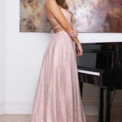 Tina Holly Couture Made To Order Tina Holly Couture T18262 Rose Pink Glitter Ball Gown Formal Dress