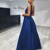 Honey Couture MONICE Royal Blue Beaded Ball Gown Formal Dress NEW ARRIVALS