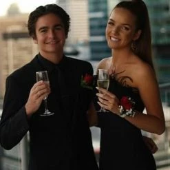 NEW ARRIVALS Honey Couture NARDIA Black Feather Strapless Mermaid Evening Gown Dress