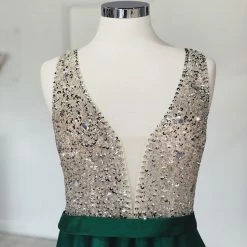 Honey Couture Made To Your Measurements Honey Couture BROYN Silver Diamante Front Princess Ball Formal Gown Dress