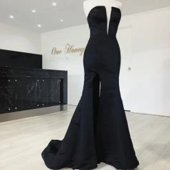 Honey Couture Made To Your Measurements Honey Couture MISHAYLA Strapless Mermaid Train W Leg Split Formal Dress NEW ARRIVALS