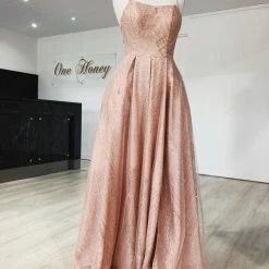 Tina Holly Couture Made To Order Tina Holly Couture T18262 Rose Pink Glitter Ball Gown Formal Dress