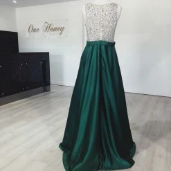 Honey Couture Made To Your Measurements Honey Couture BROYN Silver Diamante Front Princess Ball Formal Gown Dress