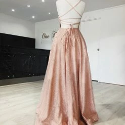 Tina Holly Couture Made To Order Tina Holly Couture T18262 Rose Pink Glitter Ball Gown Formal Dress