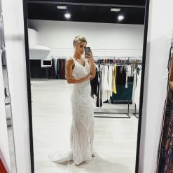 Tina Holly Couture Made To Order Tina Holly Couture Picasso P1732 White & Nude Sequin Mermaid Formal Gown Dress BRIDAL COLLECTION