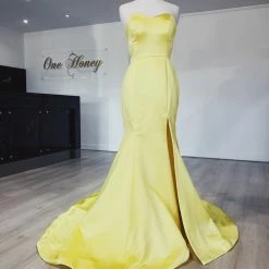 Honey Couture Made To Your Measurements Honey Couture DAISY Strapless Mermaid Train Formal Dress NEW ARRIVALS