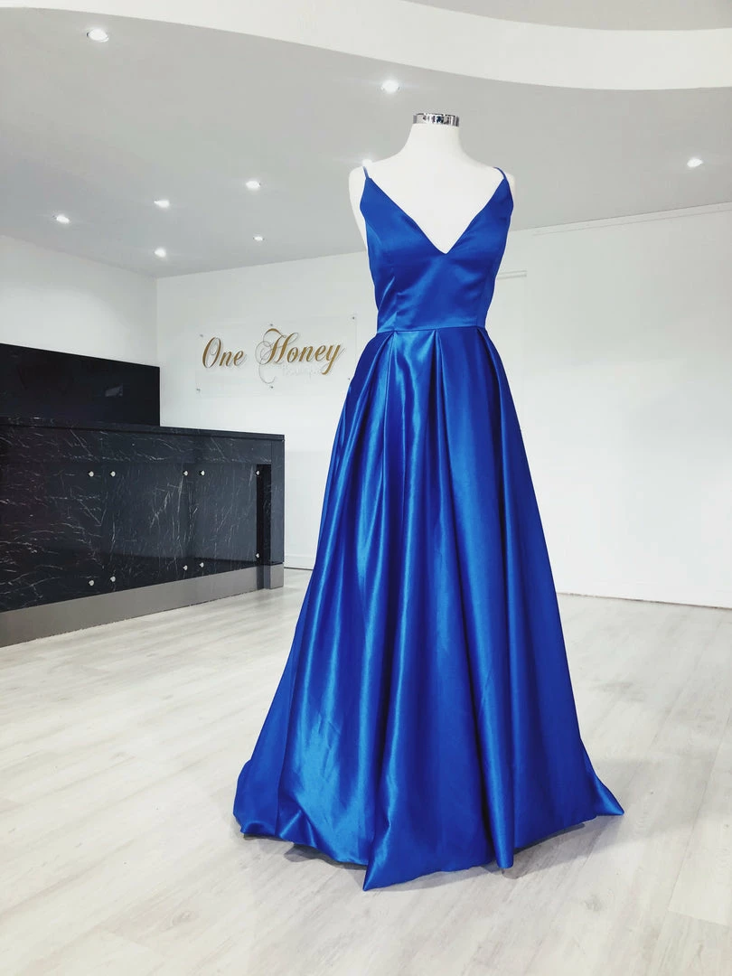 Honey Couture Made To Your Measurements Honey Couture MALISA V Front Satin Ballgown Formal Dress 3 Honey Couture Made To Your Measurements Honey Couture MALISA V Front Satin Ballgown Formal Dress