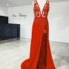 Honey Couture PATRICE Red Beaded Formal Gown Dress