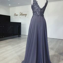 Honey Couture Made To Your Measurements Honey Couture MEESHELL Lace Applique Chiffon Dress NEW ARRIVALS