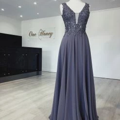 Honey Couture Made To Your Measurements Honey Couture MEESHELL Lace Applique Chiffon Dress NEW ARRIVALS