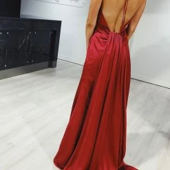 Honey Couture Made To Your Measurements Honey Couture MONISHA Silky Tie Back Satin Formal Dress NEW ARRIVALS