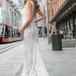 Tina Holly Couture Made To Order Tina Holly Couture BA109 White & Nude Sequin & Lace Mermaid Bridal Formal Dress