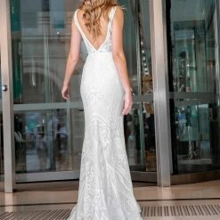Tina Holly Couture Made To Order Tina Holly Couture BA109 Off White Sequin & Lace Mermaid Bridal Formal Dress