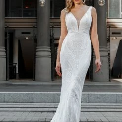 Tina Holly Couture Made To Order Tina Holly Couture BA109 Off White Sequin & Lace Mermaid Bridal Formal Dress