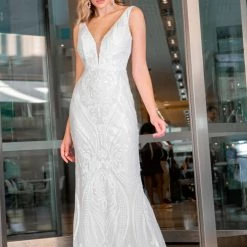 Tina Holly Couture Made To Order Tina Holly Couture BA109 Off White Sequin & Lace Mermaid Bridal Formal Dress