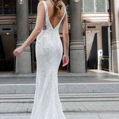 Tina Holly Couture Made To Order Tina Holly Couture BA109 Off White Sequin & Lace Mermaid Bridal Formal Dress