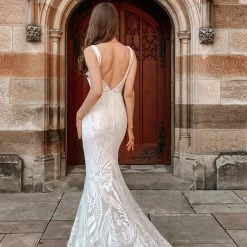 Tina Holly Couture Made To Order Tina Holly Couture BA109 Off White Sequin & Lace Mermaid Bridal Formal Dress