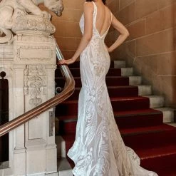 Tina Holly Couture Made To Order Tina Holly Couture BA109 White & Nude Sequin & Lace Mermaid Bridal Formal Dress