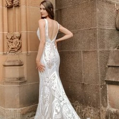 Tina Holly Couture Made To Order Tina Holly Couture BA109 White & Nude Sequin & Lace Mermaid Bridal Formal Dress