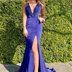 Tina Holly Couture Made To Order Tina Holly Couture Designer BA111 Blue Purple Satin Mermaid Formal Dress NEW ARRIVALS