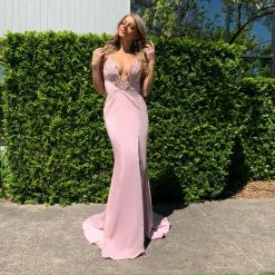 Tina Holly Couture Made To Order Tina Holly Couture Designer BA111 Pink Satin Mermaid Formal Dress NEW ARRIVALS