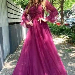 Tina Holly Couture Made To Order Tina Holly Couture BA204 Plum Beaded Pearls & Lace Long Sleeve Formal Dress NEW ARRIVALS 9 Tina Holly Couture Made To Order Tina Holly Couture BA204 Plum Beaded Pearls & Lace Long Sleeve Formal Dress NEW ARRIVALS