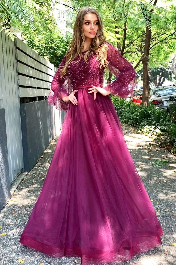 Tina Holly Couture Made To Order Tina Holly Couture BA204 Plum Beaded Pearls & Lace Long Sleeve Formal Dress NEW ARRIVALS 6 Tina Holly Couture Made To Order Tina Holly Couture BA204 Plum Beaded Pearls & Lace Long Sleeve Formal Dress NEW ARRIVALS