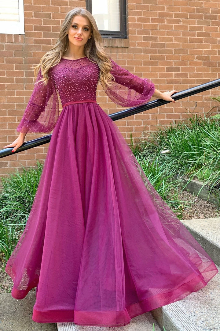 Tina Holly Couture Made To Order Tina Holly Couture BA204 Plum Beaded Pearls & Lace Long Sleeve Formal Dress NEW ARRIVALS 3 Tina Holly Couture Made To Order Tina Holly Couture BA204 Plum Beaded Pearls & Lace Long Sleeve Formal Dress NEW ARRIVALS