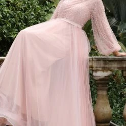 Tina Holly Couture Made To Order Tina Holly Couture BA204 Beaded Pearls & Lace Long Sleeve Formal Dress NEW ARRIVALS