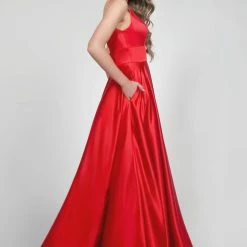 Tina Holly Couture Made To Order Tina Holly Couture Designer BA269 Red Satin Formal Dress