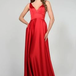 Tina Holly Couture Made To Order Tina Holly Couture Designer BA269 Red Satin Formal Dress