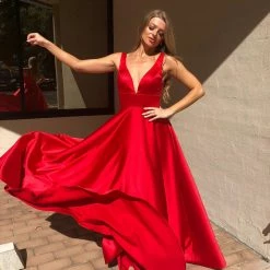Tina Holly Couture Made To Order Tina Holly Couture Designer BA269 Red Satin Formal Dress