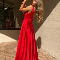 Tina Holly Couture Made To Order Tina Holly Couture Designer BA269 Red Satin Formal Dress