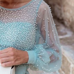 Tina Holly Couture Made To Order Tina Holly Couture BA356 Sage Crepe Pearl Long Sleeve Midi Dress NEW ARRIVALS 9 Tina Holly Couture Made To Order Tina Holly Couture BA356 Sage Crepe Pearl Long Sleeve Midi Dress NEW ARRIVALS