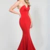 Tina Holly Couture Made To Order Tina Holly Couture Designer BA651 Red Satin Strapless Mermaid Formal Dress