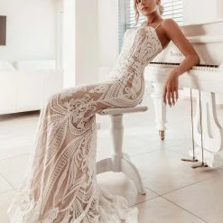 Tina Holly Couture Made To Order BRIDAL COLLECTION Tina Holly Couture BA999 White & Nude Sequin & Lace Mermaid Bridal Formal Dress