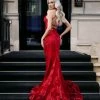 Tina Holly Couture Made To Order NEW ARRIVALS Tina Holly Couture BB001 Red Sequin Lace Back Mermaid Formal Dress
