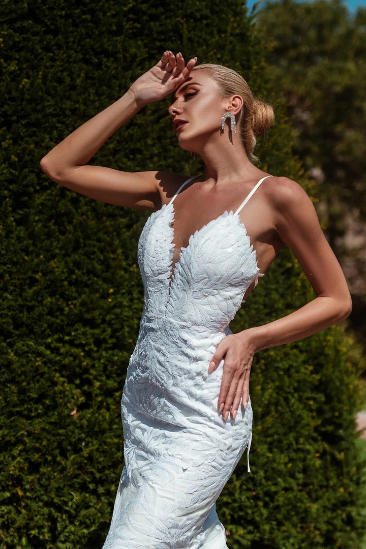 Tina Holly Couture Made To Order BRIDAL COLLECTION Tina Holly Couture BB001 White Sequin Lace Back Mermaid Bridal Formal Dress 5 Tina Holly Couture Made To Order BRIDAL COLLECTION Tina Holly Couture BB001 White Sequin Lace Back Mermaid Bridal Formal Dress