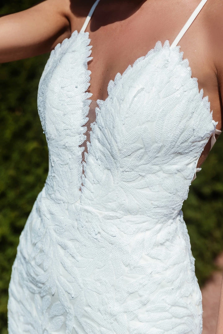 Tina Holly Couture Made To Order BRIDAL COLLECTION Tina Holly Couture BB001 White Sequin Lace Back Mermaid Bridal Formal Dress 9 Tina Holly Couture Made To Order BRIDAL COLLECTION Tina Holly Couture BB001 White Sequin Lace Back Mermaid Bridal Formal Dress