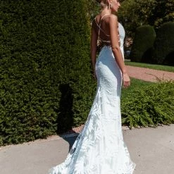 Tina Holly Couture Made To Order BRIDAL COLLECTION Tina Holly Couture BB001 White Sequin Lace Back Mermaid Bridal Formal Dress