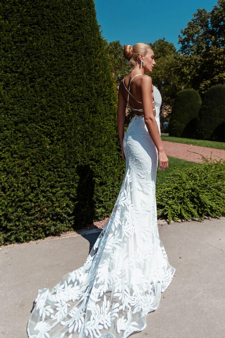 Tina Holly Couture Made To Order BRIDAL COLLECTION Tina Holly Couture BB001 White Sequin Lace Back Mermaid Bridal Formal Dress 3 Tina Holly Couture Made To Order BRIDAL COLLECTION Tina Holly Couture BB001 White Sequin Lace Back Mermaid Bridal Formal Dress