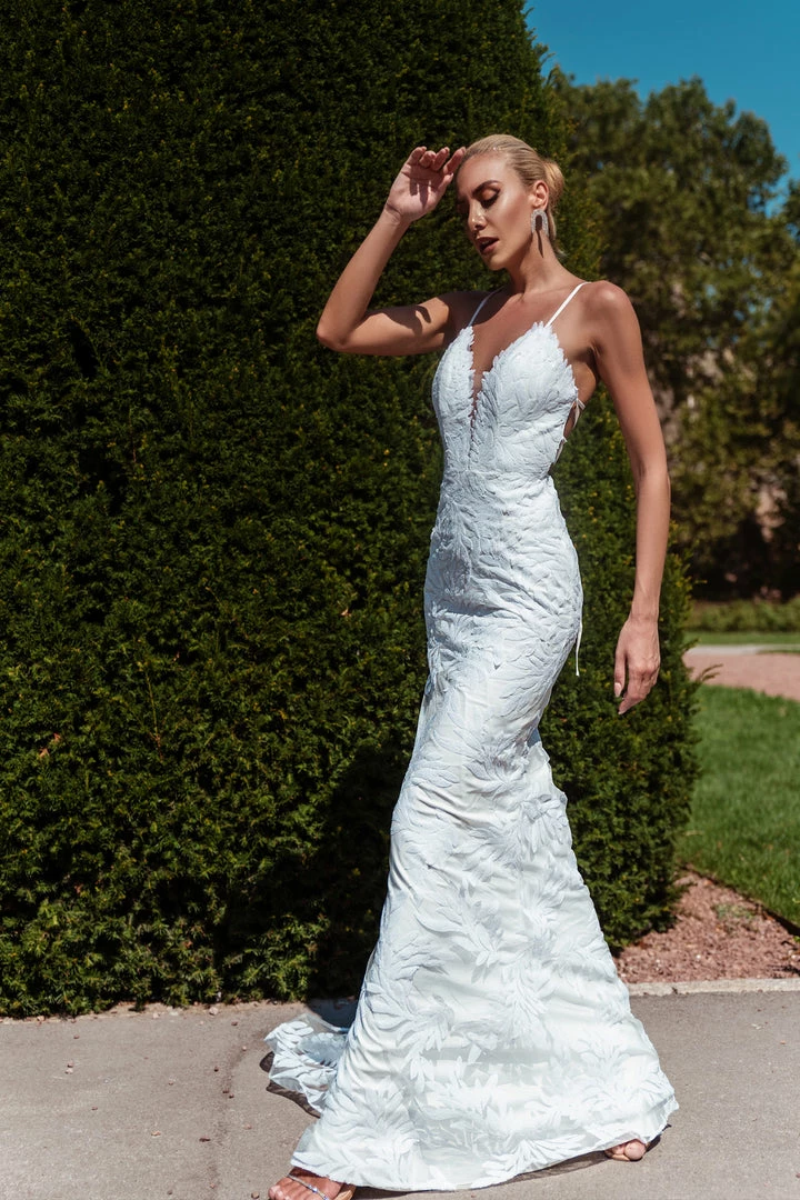 Tina Holly Couture Made To Order BRIDAL COLLECTION Tina Holly Couture BB001 White Sequin Lace Back Mermaid Bridal Formal Dress 4 Tina Holly Couture Made To Order BRIDAL COLLECTION Tina Holly Couture BB001 White Sequin Lace Back Mermaid Bridal Formal Dress
